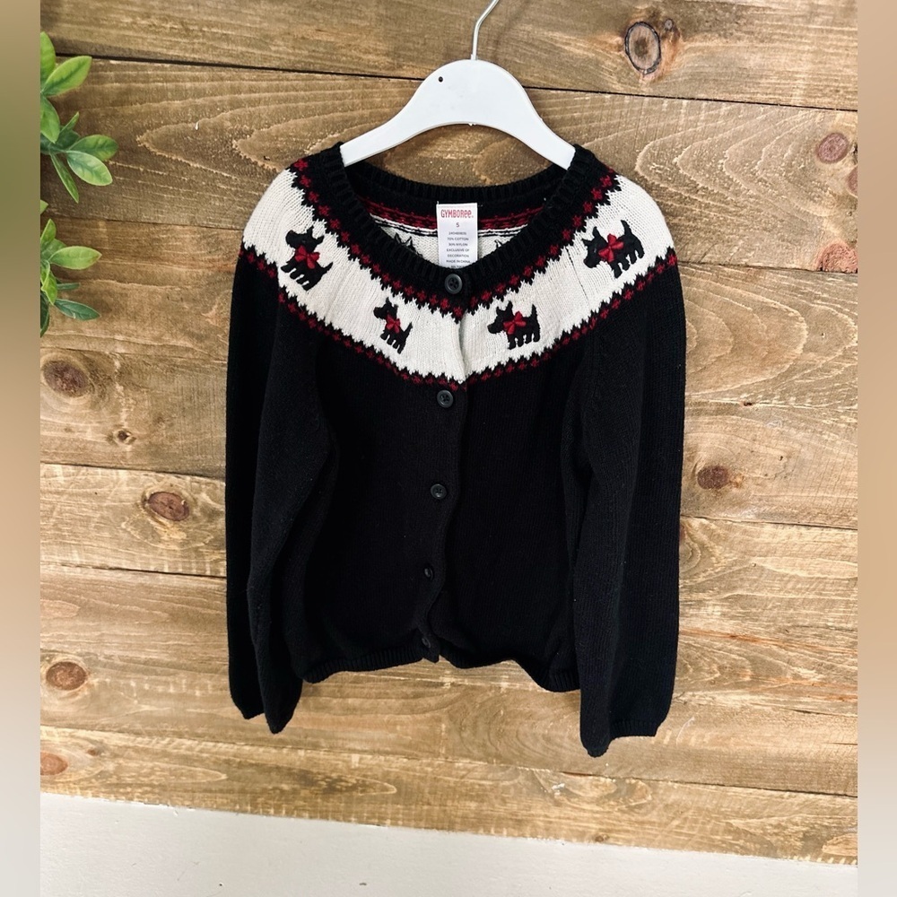 Vintage Gymboree Holiday Friends Scottie Sweater Cardigan Size 5 Girls